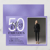 Fifty and Fabulous Script Photo 50th Birthday Einladung (Vorne/Hinten)