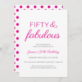 Fifty and Fabulous Script Pink 50th Birthday Party Einladung (Vorne/Hinten)