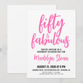 Fifty and Fabulous Script Pink 50th Birthday Party Einladung (Vorne/Hinten)