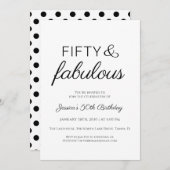 Fifty and Fabulous Script Text 50th Birthday Party Einladung (Vorne/Hinten)