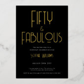 Fifty and Fabulous Typography 50th Birthday Party Folieneinladung (Vorderseite)