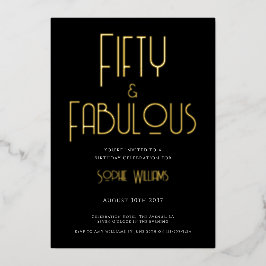 Fifty and Fabulous Typography 50th Birthday Party Folieneinladung