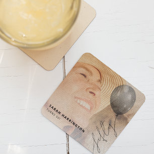 Fifty Balloon String   Foto 50. Geburtstagsparty Rechteckiger Pappuntersetzer