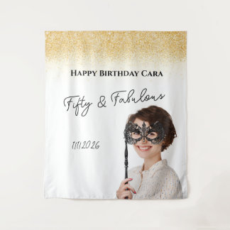 Fifty Birthday custom photo Wandteppich