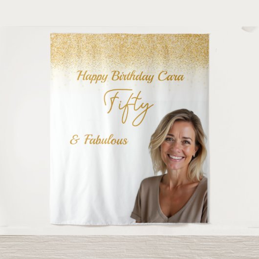 Fifty Birthday custom photo Wandteppich (Vorderseite)