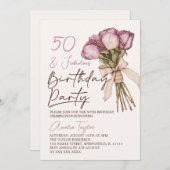 Fifty Boho Floral Geburtstag Einladung (Vorne/Hinten)
