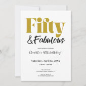 Fifty & Fabulous 50th Birthday Invitation Einladung (Vorderseite)