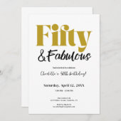 Fifty & Fabulous 50th Birthday Invitation Einladung (Vorne/Hinten)
