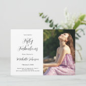 Fifty & Fabulous 50th Birthday Party Einladung (Stehend Vorderseite)