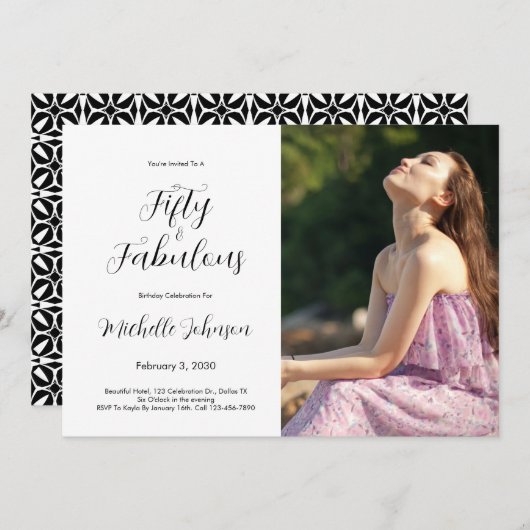 Fifty & Fabulous 50th Birthday Party Einladung (Vorne/Hinten)