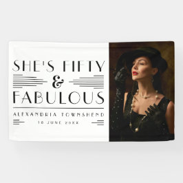 Fifty & Fabulous Art Deco Photo 50th Birthday Banner