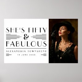 Fifty & Fabulous Art Deco Photo 50th Birthday Poster