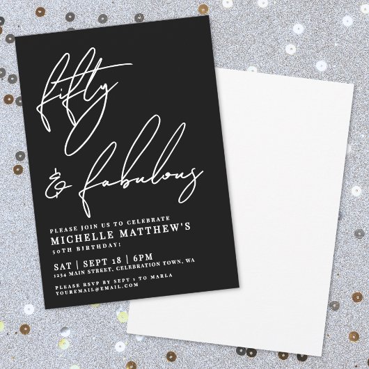 Fifty Fabulous Black 50th Birthday Party Einladung