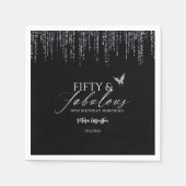 Fifty & Fabulous Black Glam 50th Birthday Serviette (Vorderseite)