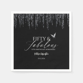 Fifty & Fabulous Black Glam 50th Birthday Serviette