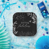 Fifty & Fabulous Black Glam 50th bithday Pappteller (Party)
