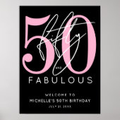 Fifty Fabulous Black Pink 50th Birthday Welcome Poster (Vorne)