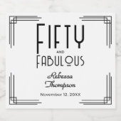 Fifty Fabulous Black White Art Deco 50th Birthday Schaumweinetikett (Einzelnes Label)