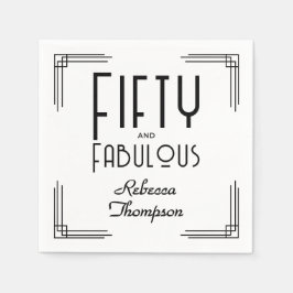 Fifty Fabulous Black White Art Deco 50th Birthday Serviette