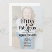 Fifty Fabulous Black White Photo 50th Birthday Einladung (Vorne/Hinten)