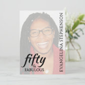 Fifty Fabulous Fiftieth 50th Birthday Photo Einladung (Stehend Vorderseite)