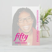 Fifty Fabulous Fiftieth 50th Birthday Pink Photo Einladung (Stehend Vorderseite)