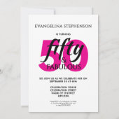 Fifty Fabulous Fiftieth 50th Birthday Pink Photo Einladung (Rückseite)