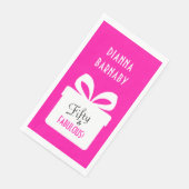 Fifty & FABULOUS! Girly Hot Pink Birthday Party Serviette (Ecke)