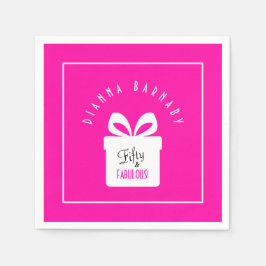 Fifty & FABULOUS Hot Pink 50th Birthday Gift Paper Serviette