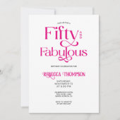 Fifty Fabulous Hot Pink Script 50th Birthday Einladung (Vorderseite)