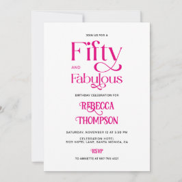 Fifty Fabulous Hot Pink Script 50th Birthday Einladung