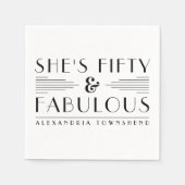 Fifty & Fabulous Lines Art Deco 50th Birthday Serviette (Vorderseite)