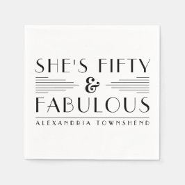 Fifty & Fabulous Lines Art Deco 50th Birthday Serviette