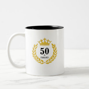 Fifty & Fabulous mit Laurel Wreath & Crown Zweifarbige Tasse