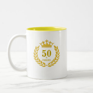 Fifty & Fabulous mit Laurel Wreath & Crown Zweifarbige Tasse