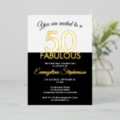 Fifty Fabulous Modern Black Gold 50th Birthday  Folieneinladung (Stehend vorne)