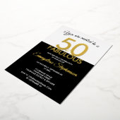 Fifty Fabulous Modern Black Gold 50th Birthday  Folieneinladung (Gedreht)