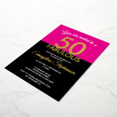 Fifty Fabulous Modern Black Pink 50th Birthday  Folieneinladung (Gedreht)