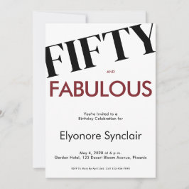 Fifty & Fabulous Modern Cherry Wine 50th Birthday Einladung