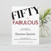 Fifty & Fabulous Modern Cherry Wine 50th Birthday Einladung (Stehend Vorderseite)