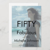 Fifty & Fabulous Photo 50th Birthday Party Einladung (Vorne/Hinten)