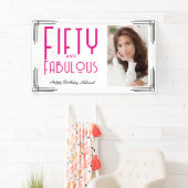 Fifty Fabulous Photo Pink Art Deco 50th Birthday Banner (Insitu)