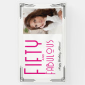 Fifty Fabulous Photo Pink Art Deco 50th Birthday Banner (Vertikal)
