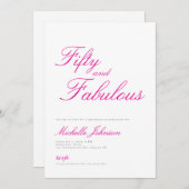 Fifty & Fabulous Pink 50th Birthday Party Invitati Einladung (Vorne/Hinten)