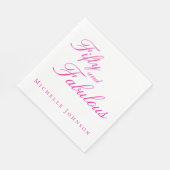 Fifty & Fabulous Pink 50th Birthday Party Invitati Serviette (Ecke)