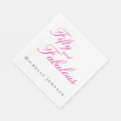 Fifty & Fabulous Pink 50th Birthday Party Invitati Serviette (Ecke)