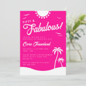 Fifty & Fabulous Pink Beach 50th Birthday Party Einladung (Stehend Vorderseite)