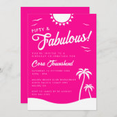Fifty & Fabulous Pink Beach 50th Birthday Party Einladung (Vorne/Hinten)