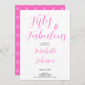 Fifty & Fabulous Pink Black 50th Birthday Party Einladung (Vorne/Hinten)