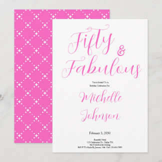 Fifty & Fabulous Pink Black 50th Birthday Party Einladung